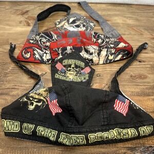 Lot of‎ 2 Do Rags Bandanas Deluxe Head Wraps Skull Caps with Sweatbands Durags